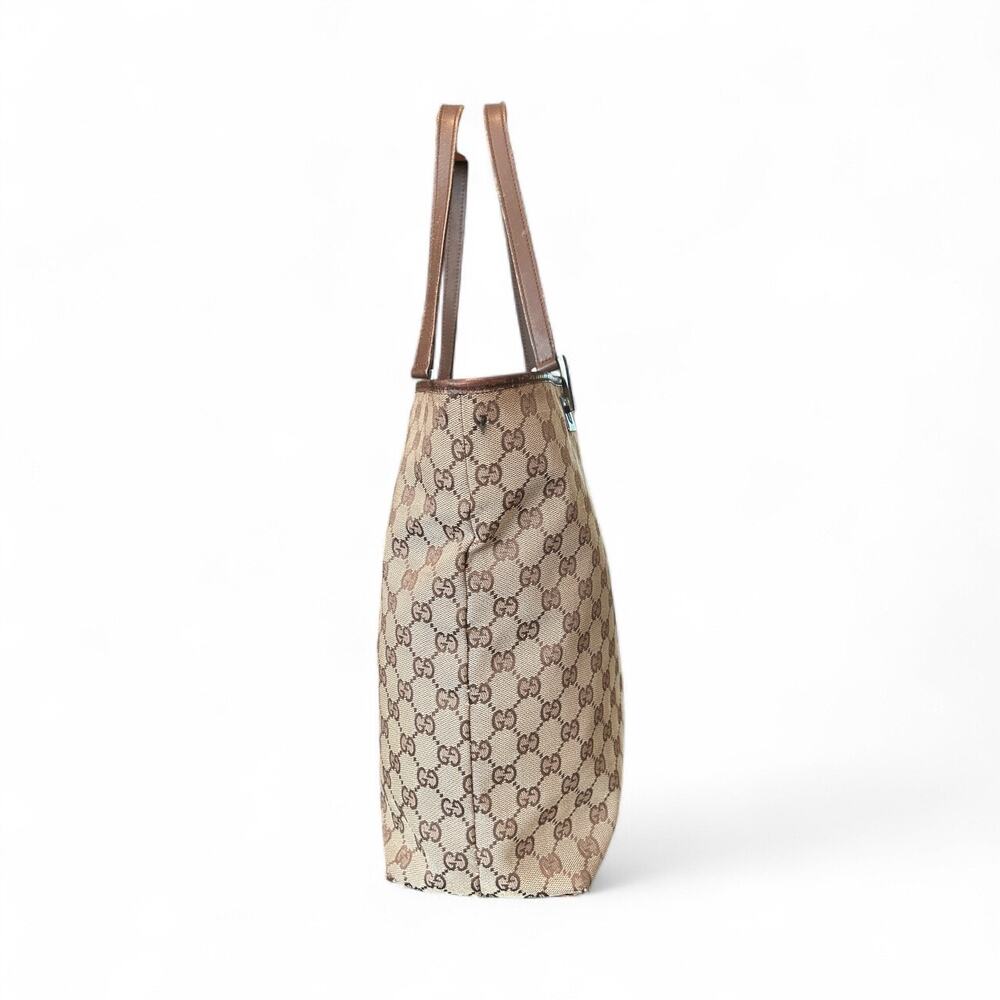 Auth Gucci GG Beige Canvas Leather 31243 Tote Bag - Picture 4 of 16